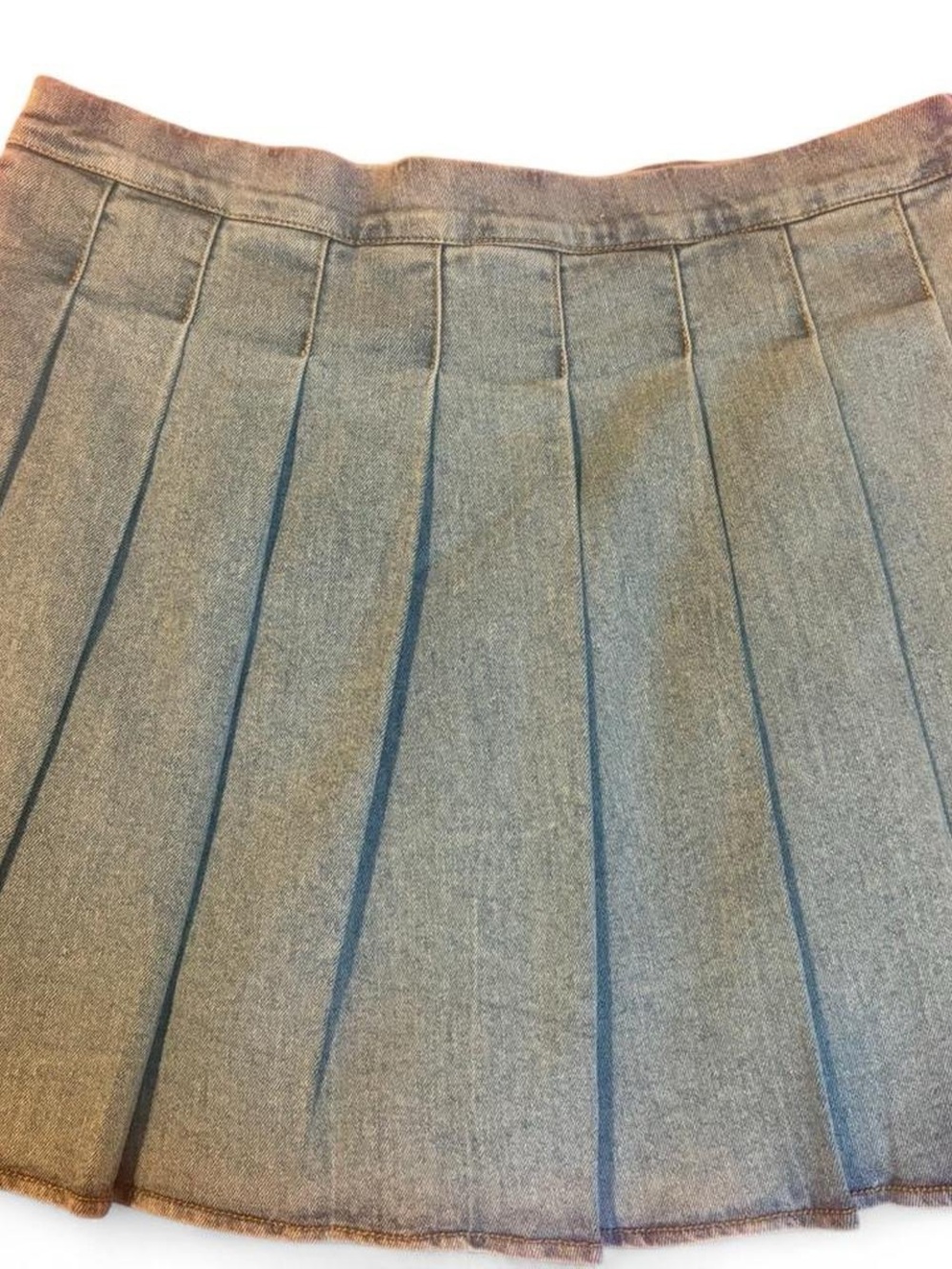 Light Blue Pleated Mini Denim Skirt Sz M - Picture 4 of 8